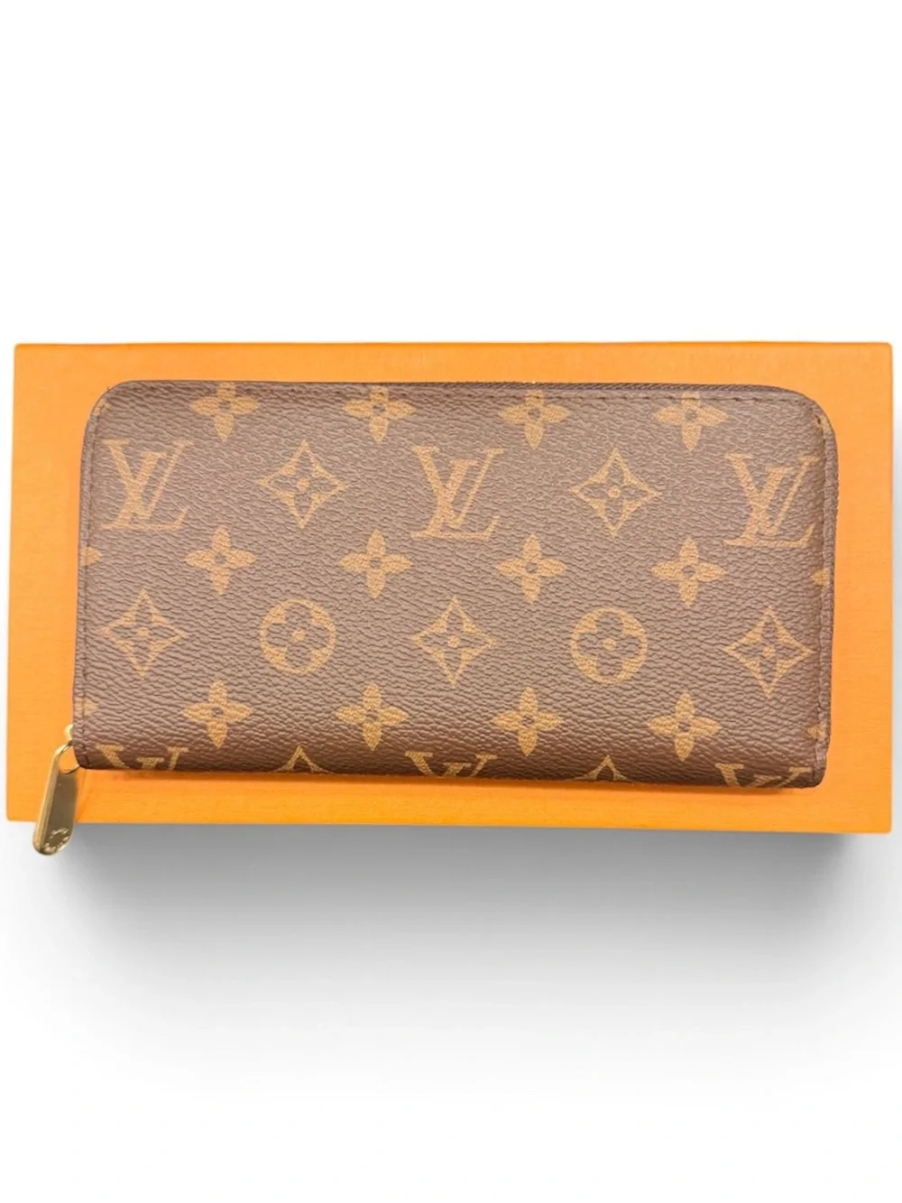 Louis Vuitton Brown Monogram Zippy Wallet with Gold Hardware